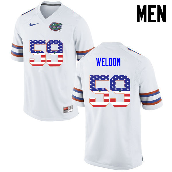 Men Florida Gators #59 Danny Weldon College Football USA Flag Fashion Jerseys-White